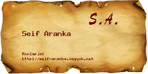 Seif Aranka névjegykártya